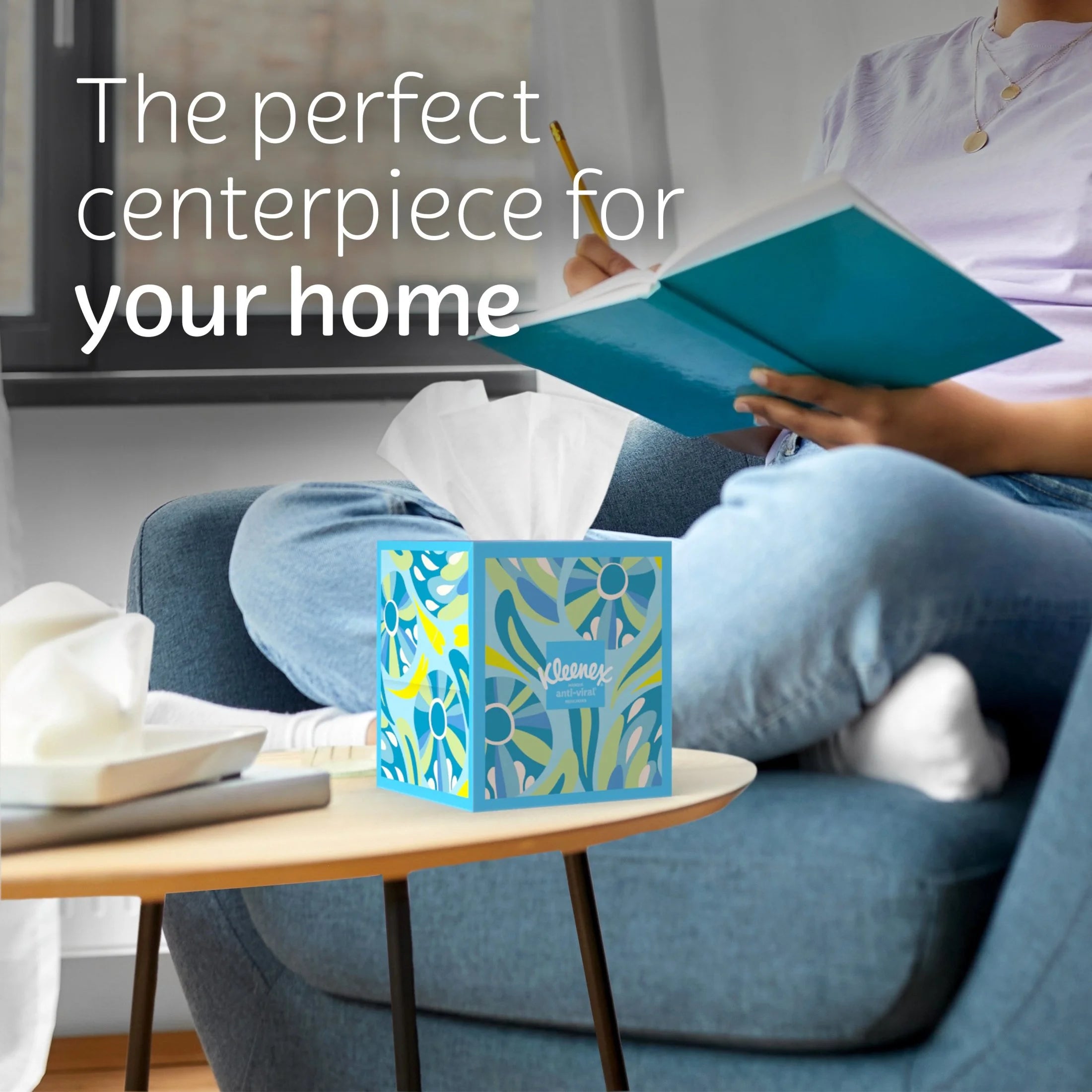 Anti-Viral Facial Tissues, 1 Cube Box, 55 Tissues per Box, 3-Ply