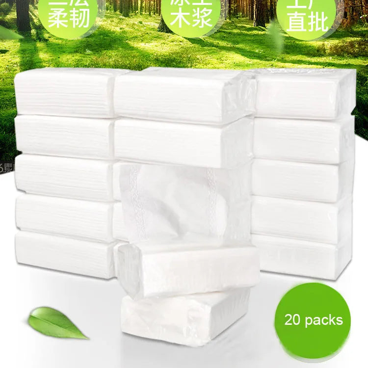 20 packs  pack Three Layer Disposable Wood Pulp Soft  Napkin Paper Towel Toilet Tissues is delicate and smooth hotal paper