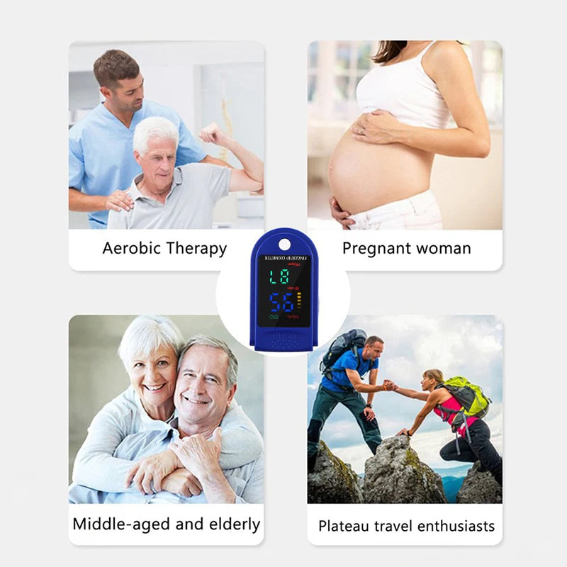 Finger Pulse Oximeter SpO2 Blood Oxygen Saturation Monitor with Rate Measurements Meter Medical Digital LED Heart Rate