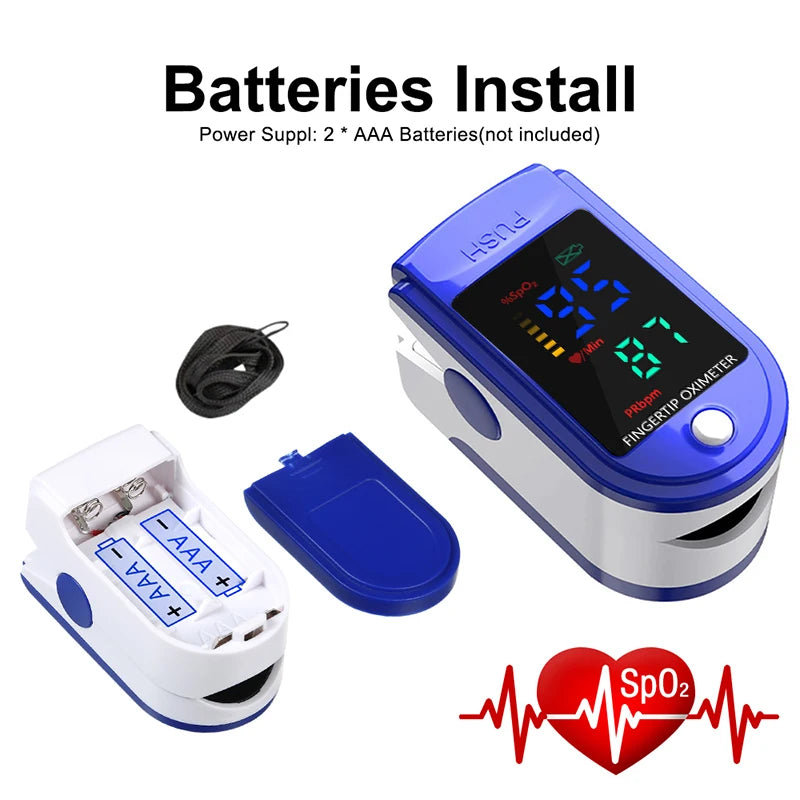 Finger Pulse Oximeter SpO2 Blood Oxygen Saturation Monitor with Rate Measurements Meter Medical Digital LED Heart Rate