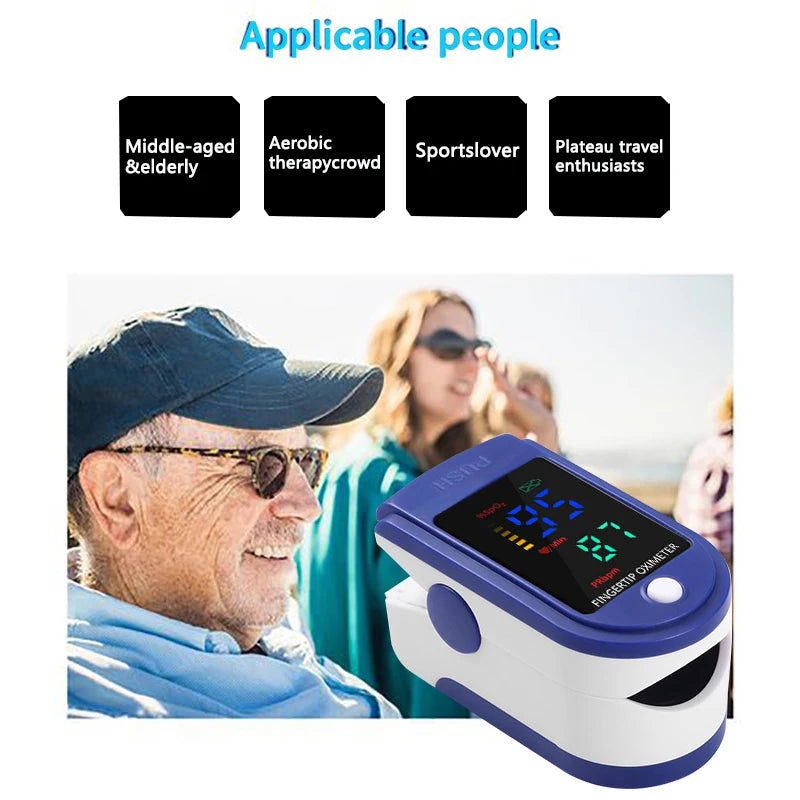 Finger Pulse Oximeter SpO2 Blood Oxygen Saturation Monitor with Rate Measurements Meter Medical Digital LED Heart Rate