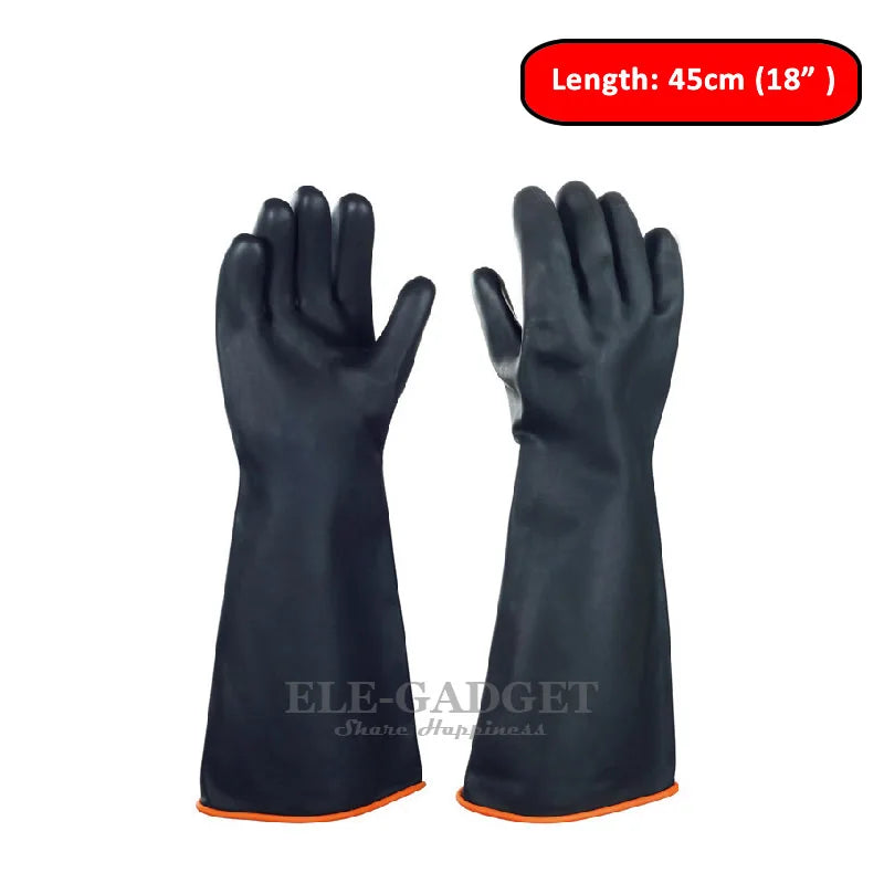 Heavy Duty Chemical Resistant Rubber Gloves - 14-22 Inch Industrial Safety Gloves