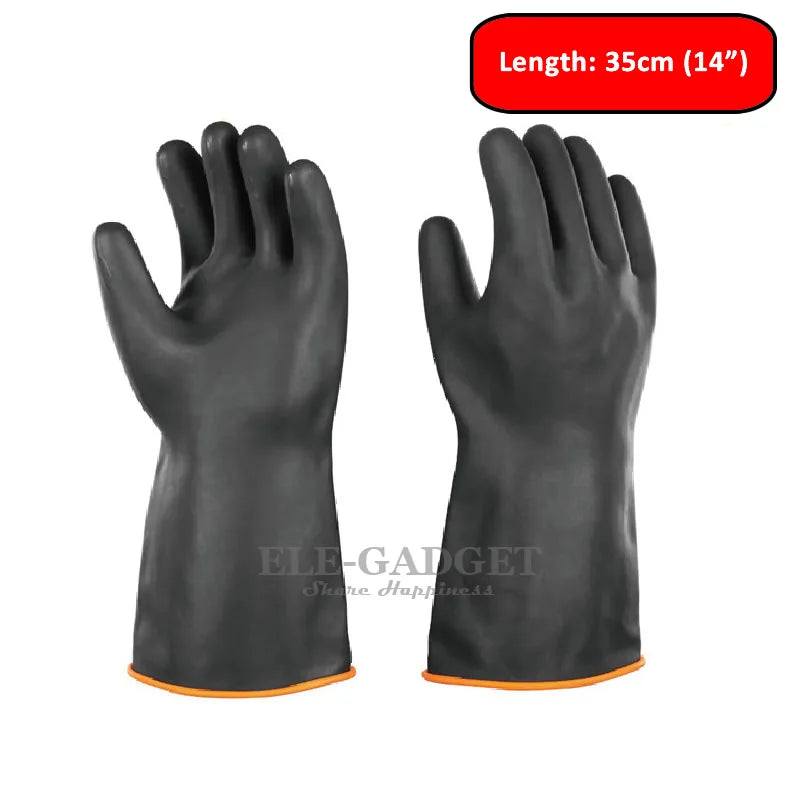 Heavy Duty Chemical Resistant Rubber Gloves - 14-22 Inch Industrial Safety Gloves
