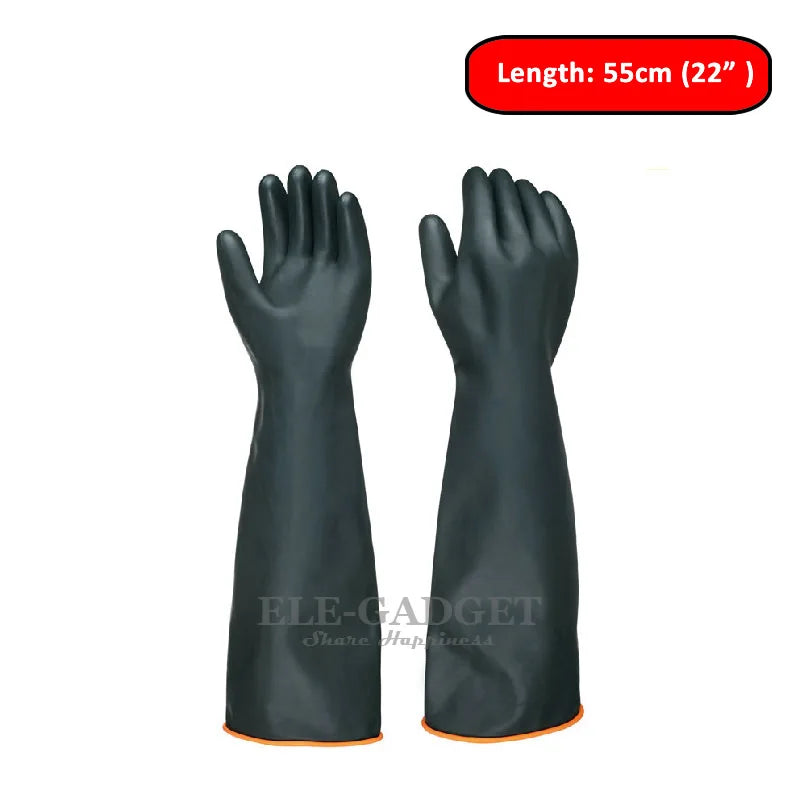 Heavy Duty Chemical Resistant Rubber Gloves - 14-22 Inch Industrial Safety Gloves