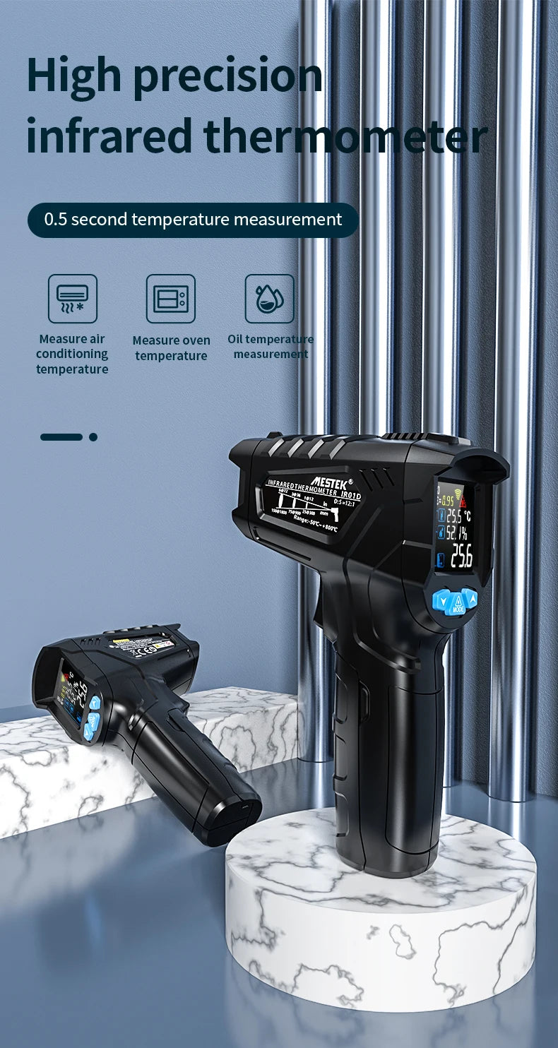 Mestek Digital Infrared Thermometer -50°C to 800°C Non-Contact Laser Temperature Gun
