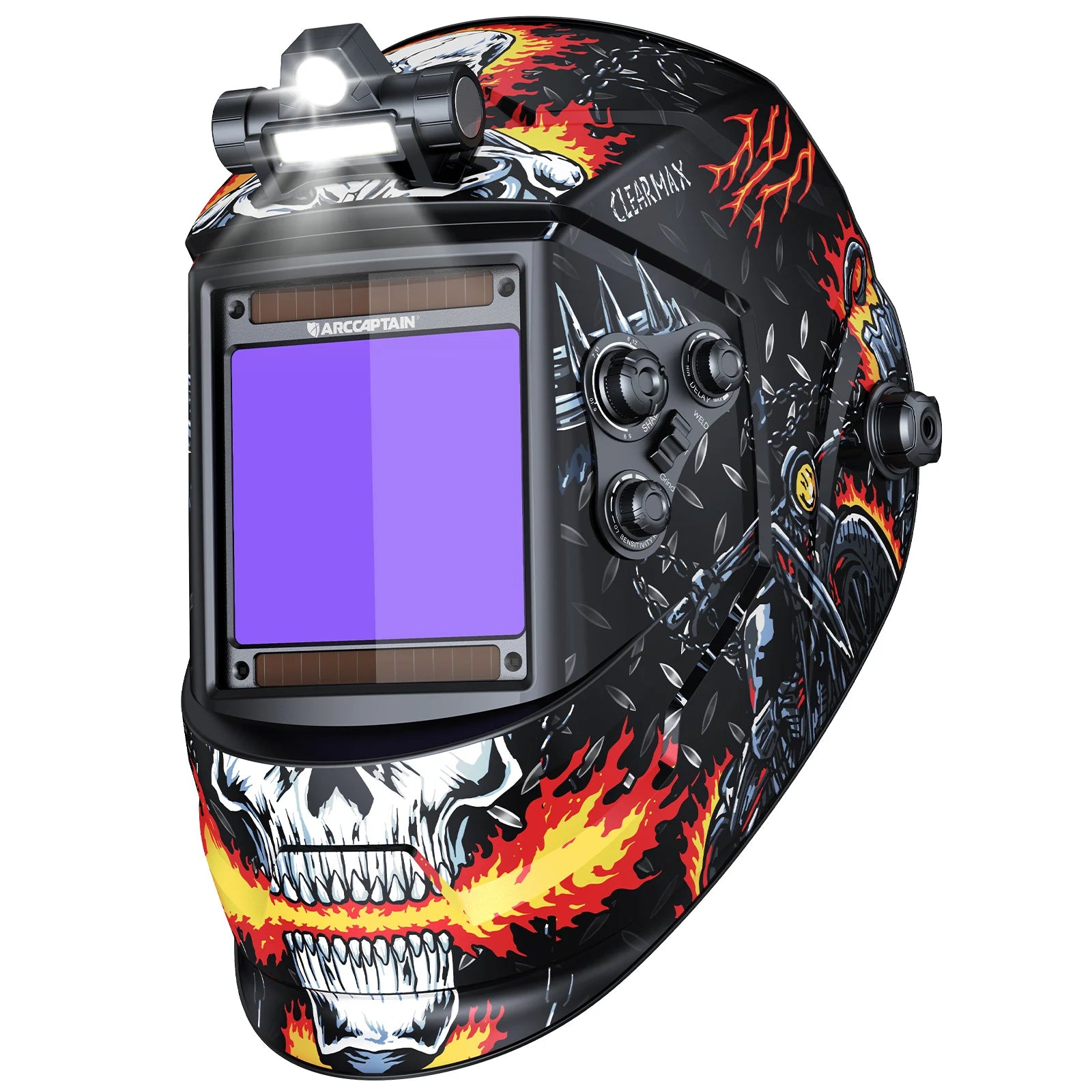 ARCCAPTAIN Auto-Darkening Welding Helmet with LED Light - 4 Arc Sensors True Color