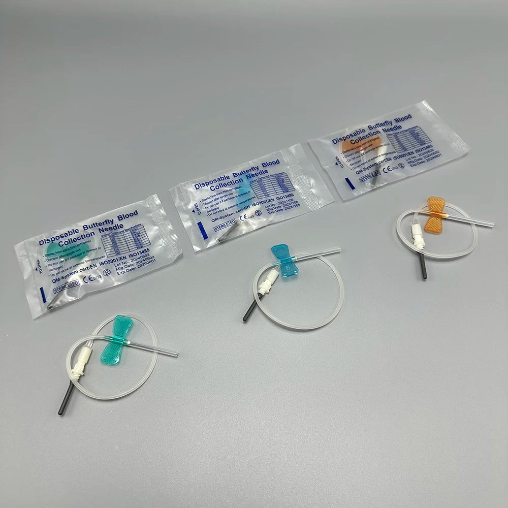 Disposable Butterfly Blood Collection Needles 50pcs - Veterinary Phlebotomy Supplies for Dogs & Cats