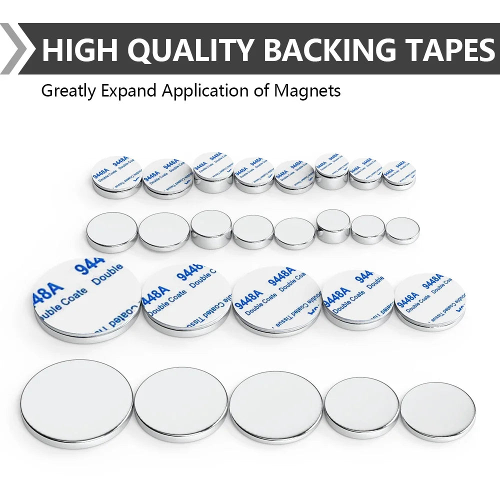 N35 Neodymium Magnets with Double-Sided Adhesive - Super Strong Rare Earth Disc Magnets
