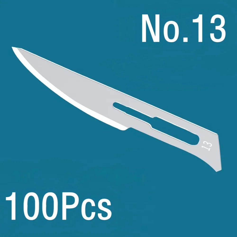 100Pcs Surgical Scalpel Blades Set - Sterilized Medical Grade Blades with Handle for Precision Cutting