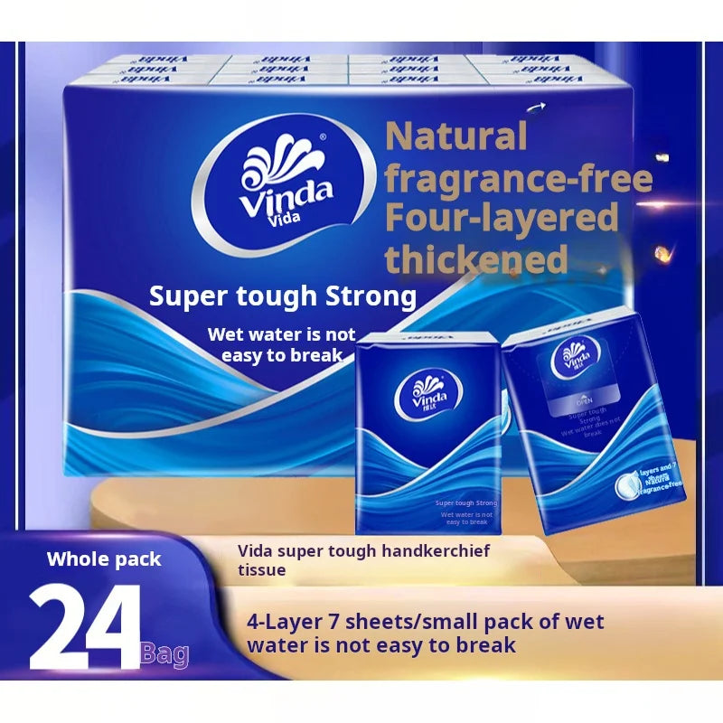 12/24 Piece Vida Handkerchief Set, Four Layer Thickened Small Bag, Portable Toilet Paper, Wettable Napkin Gift