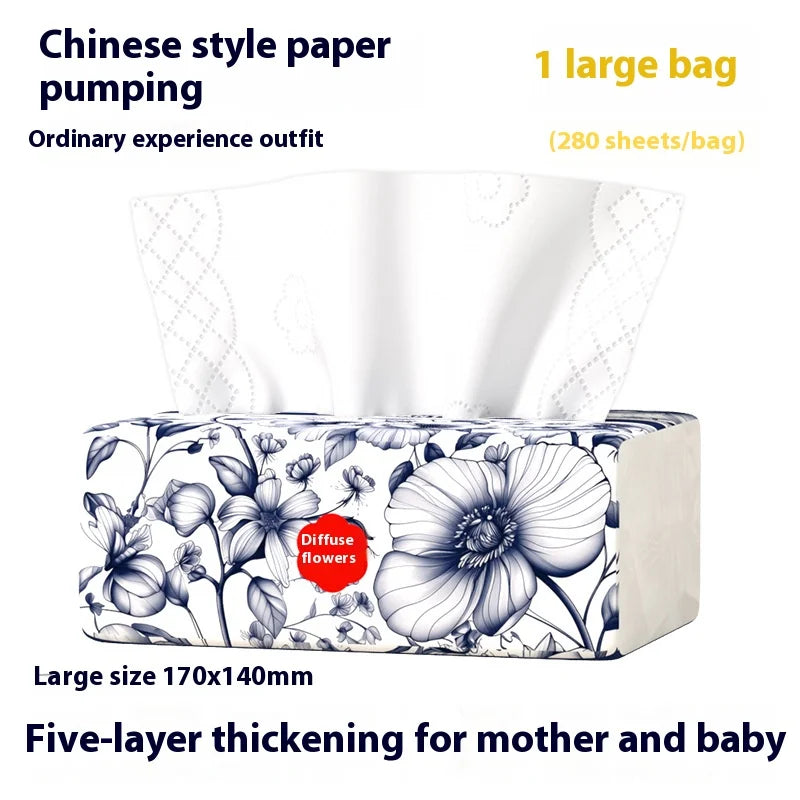 Chinese Style Drawer Tissues - 400 Sheets Thickened Facial Tissue | 8-Pack