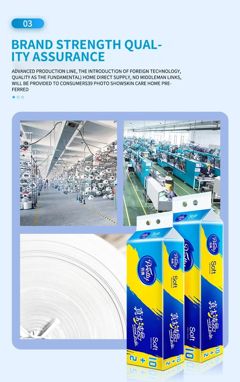 12 Rolls of Full Box of Roll Paper Five Layers of Thickened Core Roll Toilet Paper Toilet Paper