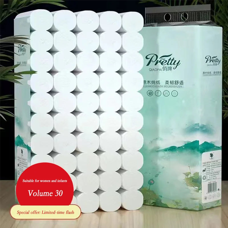 24/30rolls of household large rolls of paper portable pack toilet paper wholesale factory wiping hands toilet paper wood pulp