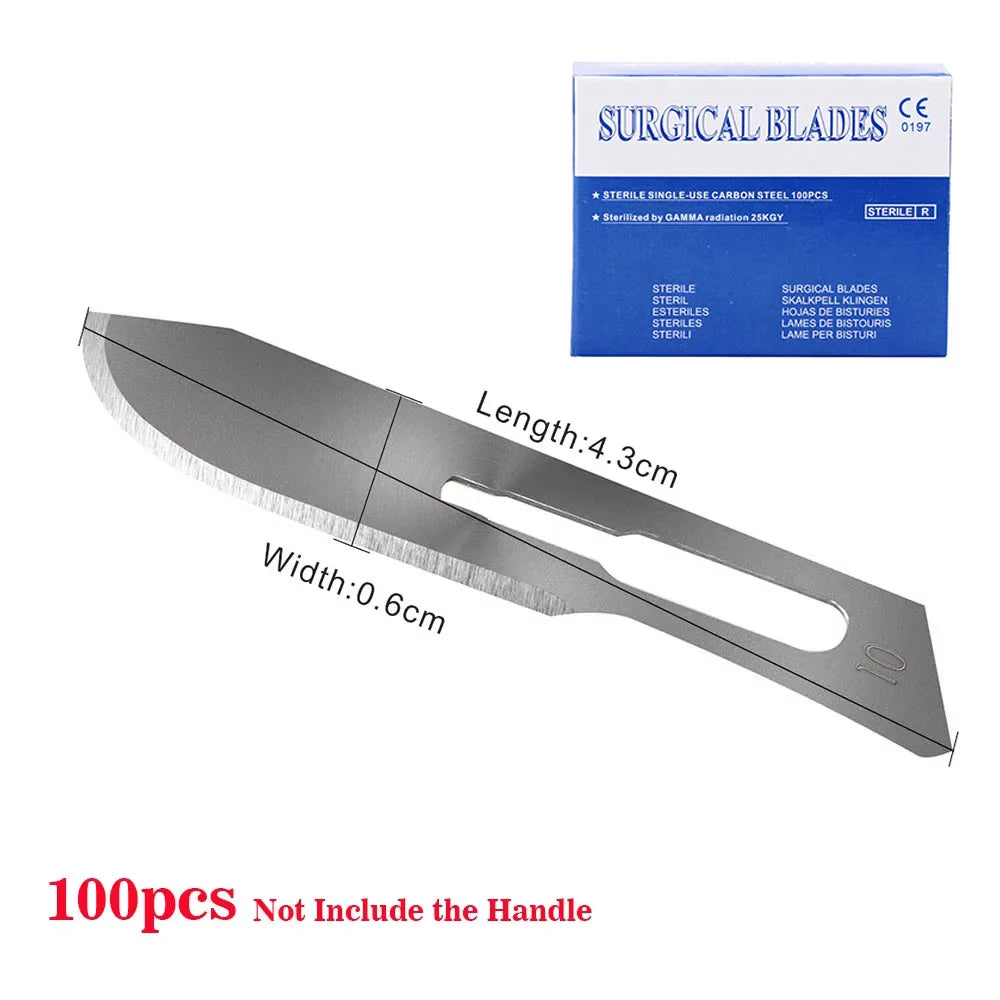 Sterile Surgical Scalpel Blades 100pcs - Carbon Steel #10 #11 #15 - AZDENT Medical Grade