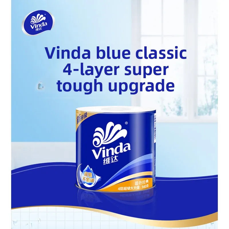 10-30 Rolls Of Vinda Paper, 4 Layers, 140g Per Roll, Blue Household Toilet Paper, Toilet Roll Paper, Stock Selection