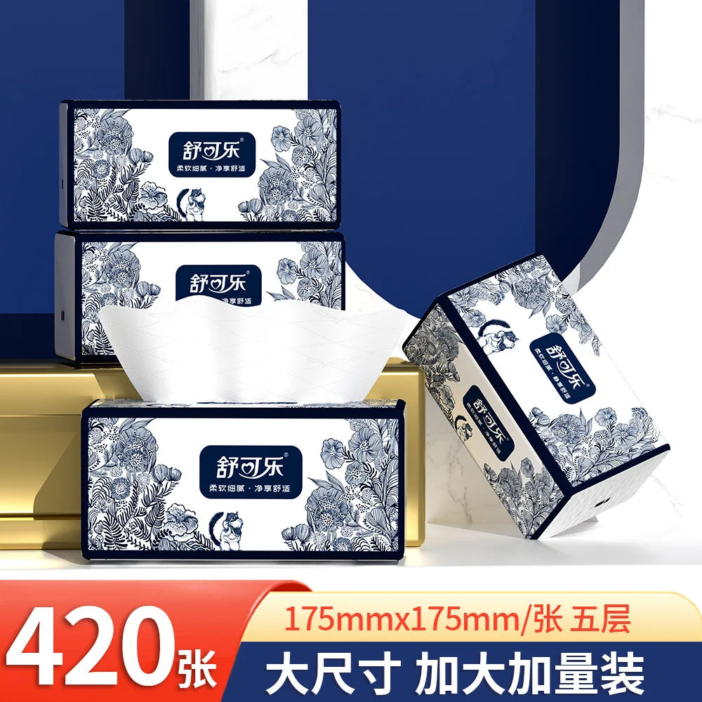 4-12 Packs Of Oversized Toilet Paper, 5 Layers Thick, 420 Sheets/pack, 84 Packs/pack, Napkins, Hand Wipes, Toilet Paper