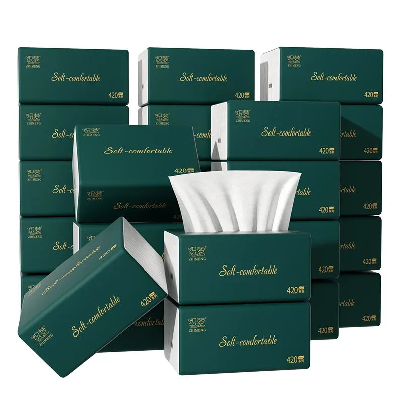 25 Boxes Premium 4-Layer Facial Tissues - 7000 Sheets Bulk Pack