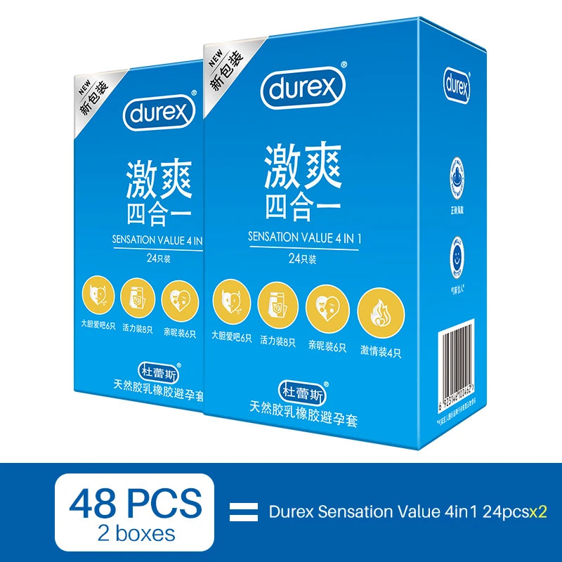 Durex Sensation Value Pack - 4 Types Natural Latex Condoms Variety Pack