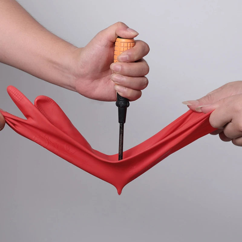 Silicone Dishwashing Gloves with Built-in Scrubber - Extended Length Kitchen Cleaning Gloves