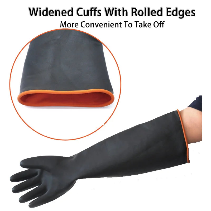 Heavy Duty Chemical Resistant Rubber Gloves - 14-22 Inch Industrial Safety Gloves