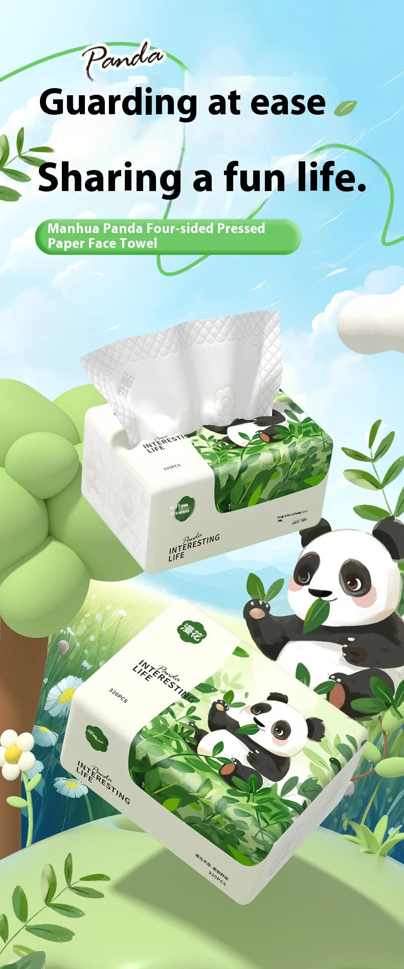 10 Packs of Household Napkins 320 Sheets of Thickened Affordable Load Facial Tissue Paper Logs Clean and Soft Toilet Paper