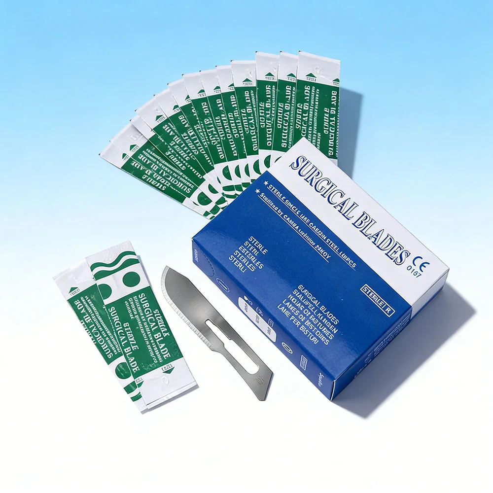 Sterile Surgical Scalpel Blades 100pcs - Carbon Steel #10 #11 #15 - AZDENT Medical Grade
