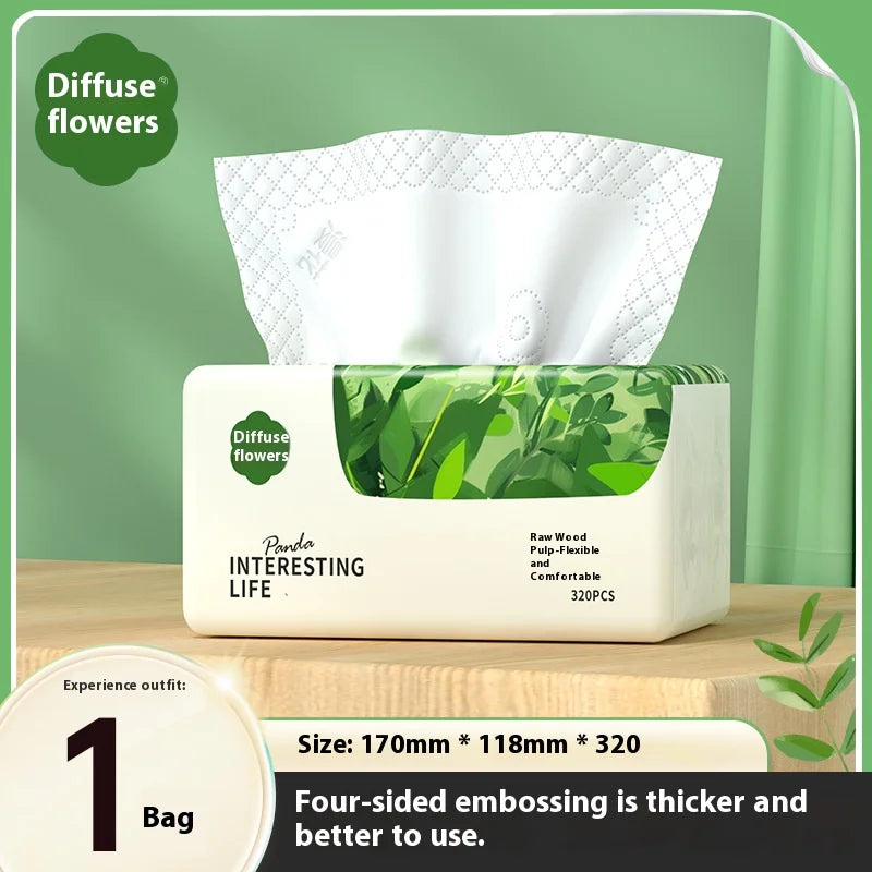 10 Packs of Household Napkins 320 Sheets of Thickened Affordable Load Facial Tissue Paper Logs Clean and Soft Toilet Paper