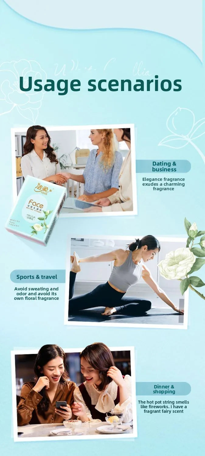 1 Piece 24 Packs; White Tea Floral Handkerchief Paper; Carry A Small Bag With You; Portable Napkins With Thickened Tissue