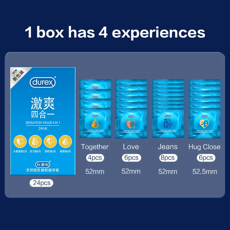 Durex Sensation Value Pack - 4 Types Natural Latex Condoms Variety Pack