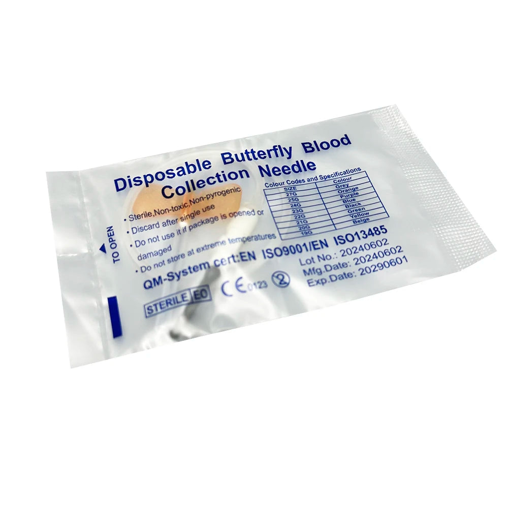 Disposable Butterfly Blood Collection Needles 50pcs - Veterinary Phlebotomy Supplies for Dogs & Cats