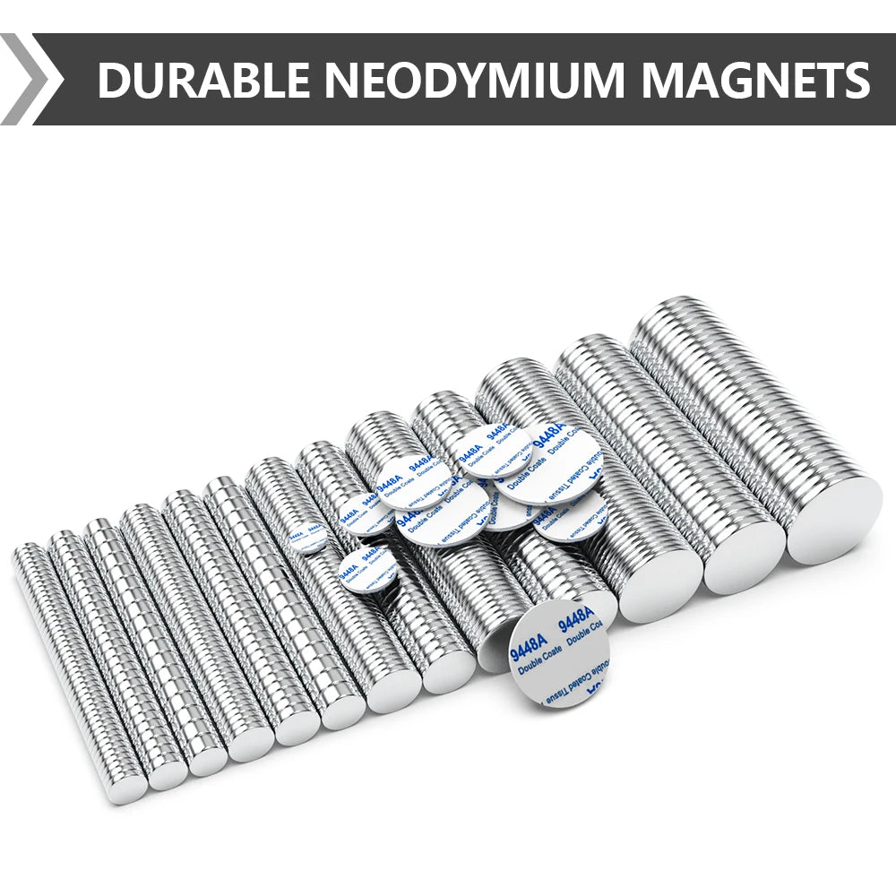 N35 Neodymium Magnets with Double-Sided Adhesive - Super Strong Rare Earth Disc Magnets