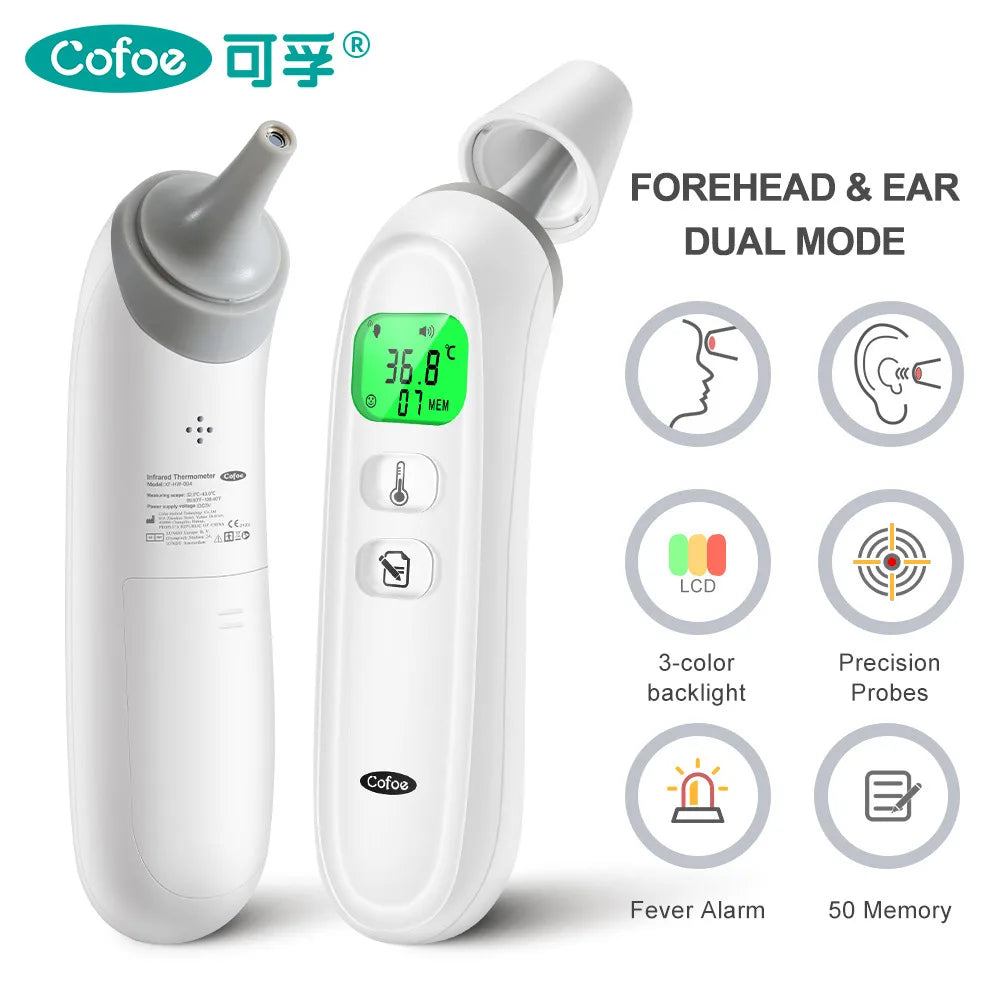 Cofoe Digital Infrared Thermometer - Non-Contact Forehead & Ear Thermometer for Adults & Infants