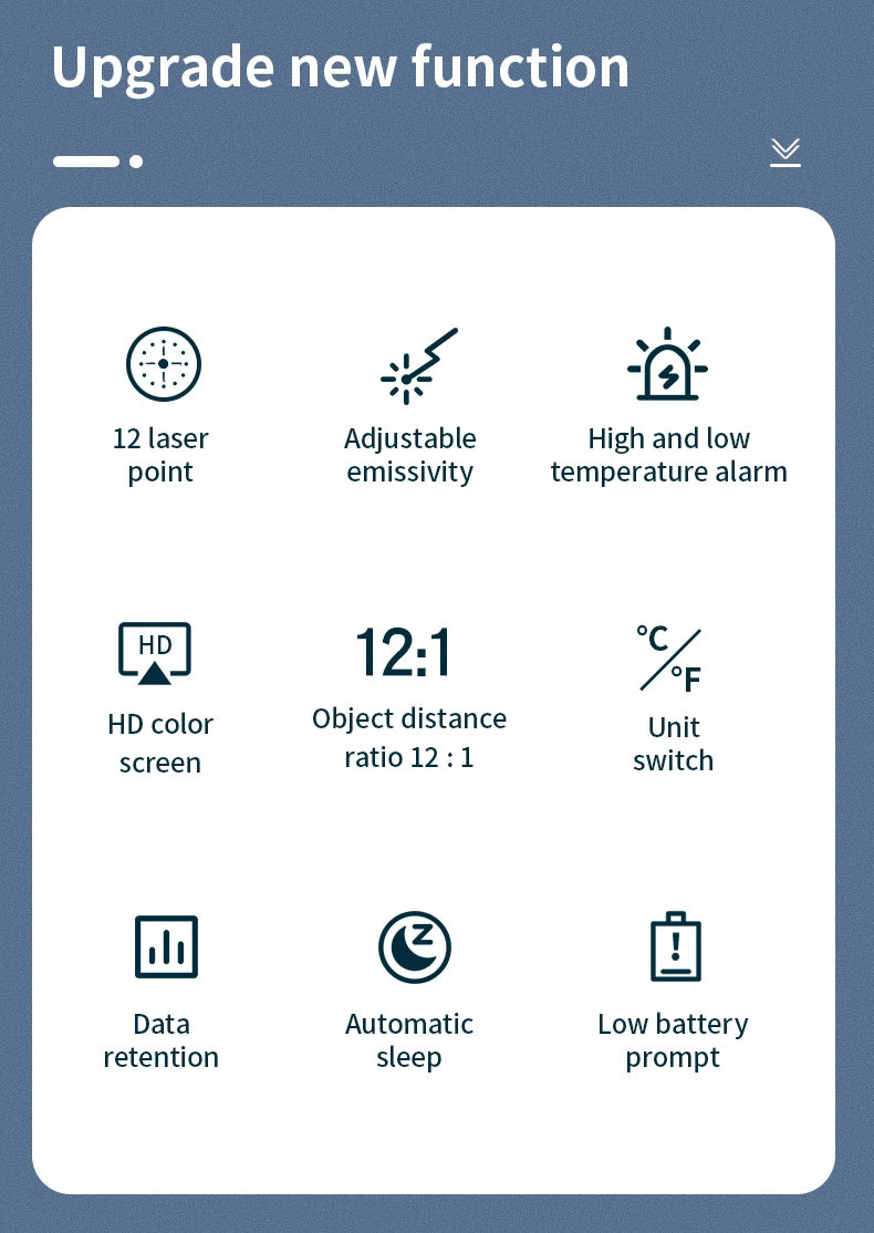 Mestek Digital Infrared Thermometer -50°C to 800°C Non-Contact Laser Temperature Gun