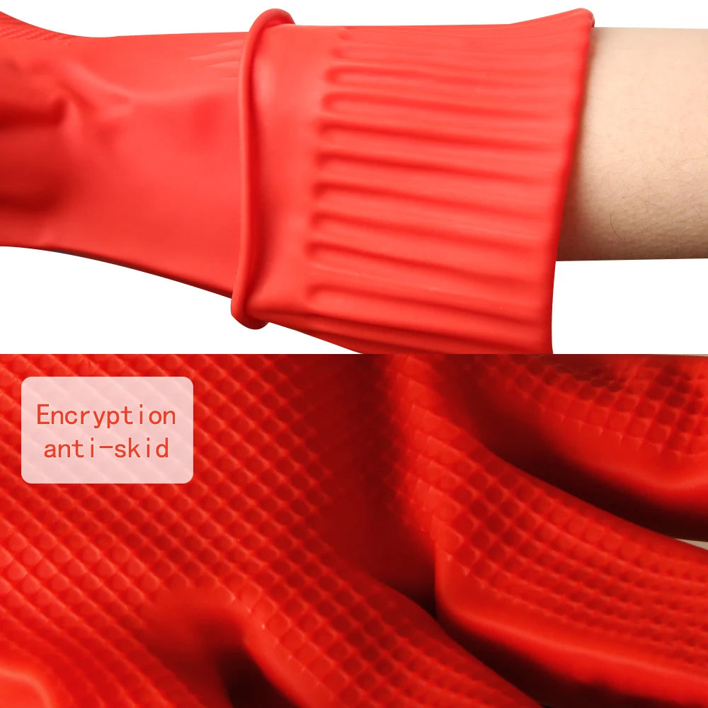 Silicone Dishwashing Gloves with Built-in Scrubber - Extended Length Kitchen Cleaning Gloves
