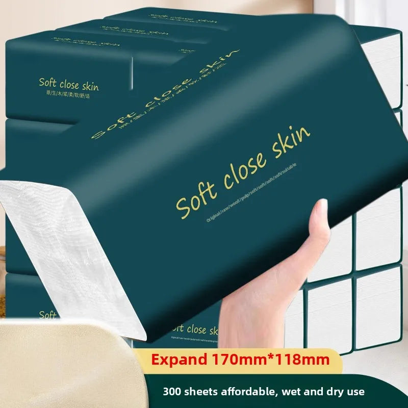 300 Large Bags 4/5 Layers Thick Portable Hand Wipes Toilet Paper for Household Storage - Bulk Tissue Paper