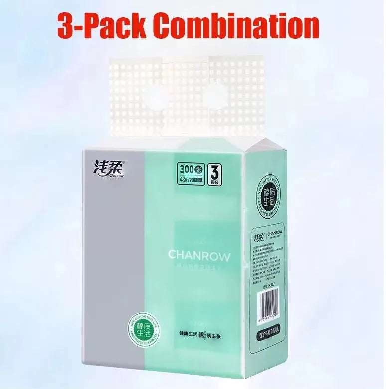 300pcs/pack Toilet Paper 4 Layers Thickened Wettable Facial Tissue Kitchen Napkins Handkerchiefs Disposable Tissue Paper