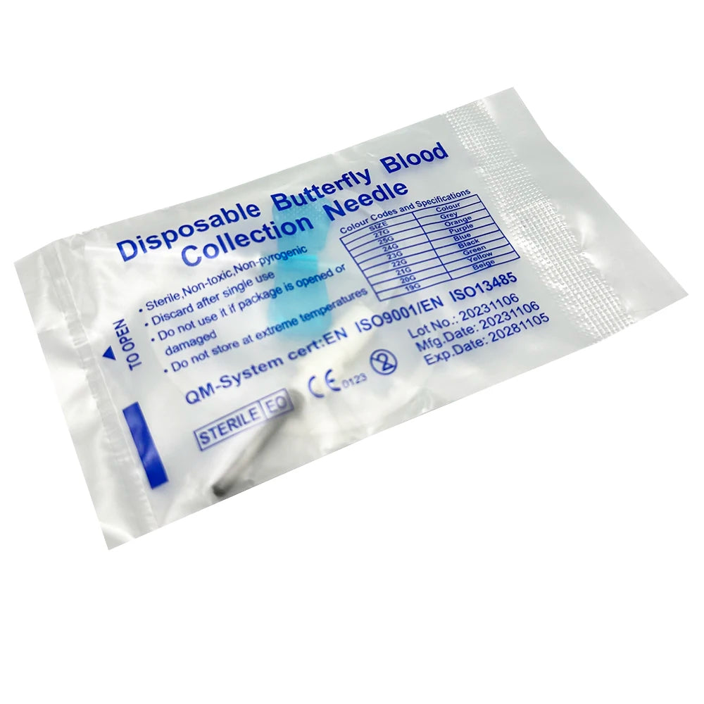 Disposable Butterfly Blood Collection Needles 50pcs - Veterinary Phlebotomy Supplies for Dogs & Cats