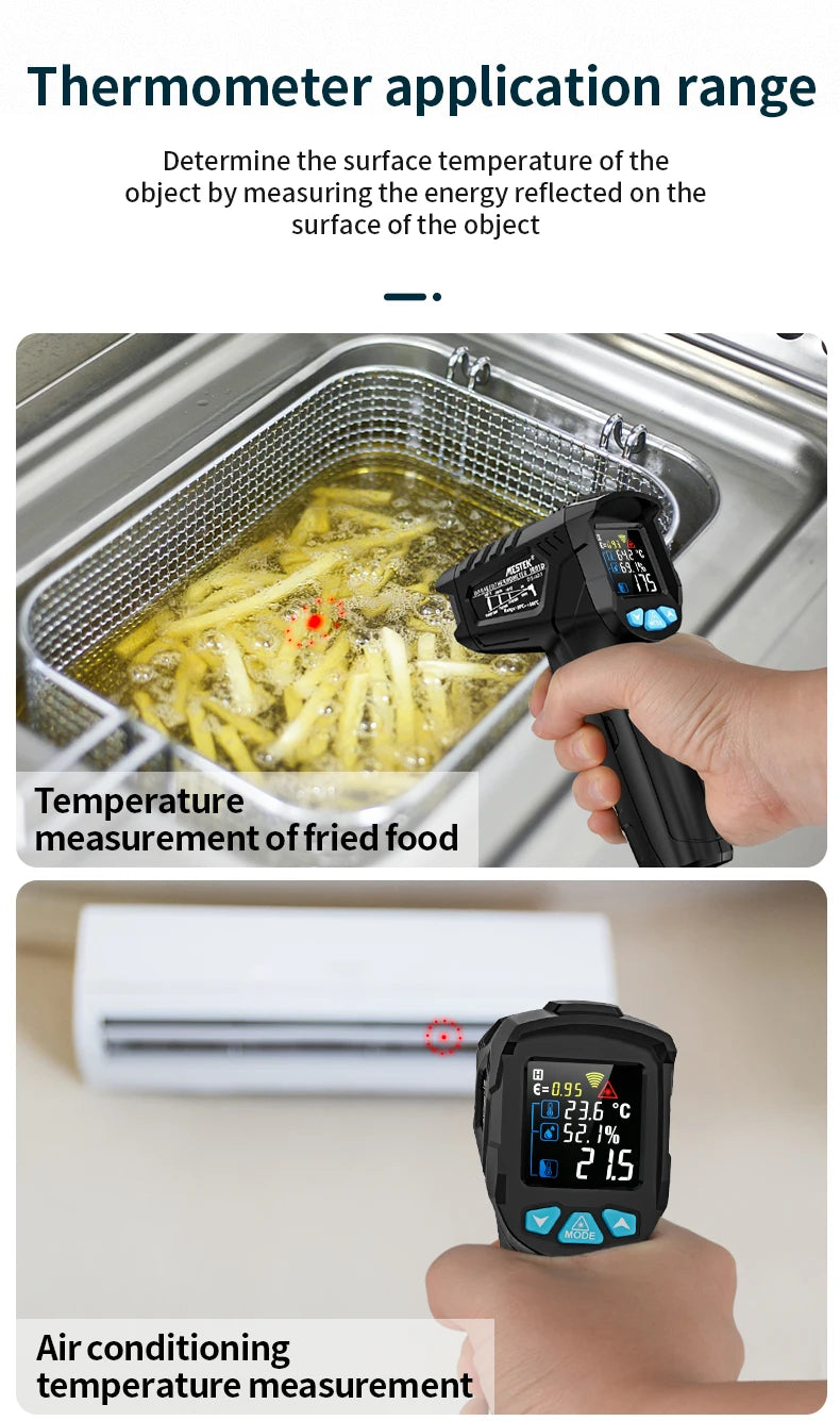 Mestek Digital Infrared Thermometer -50°C to 800°C Non-Contact Laser Temperature Gun