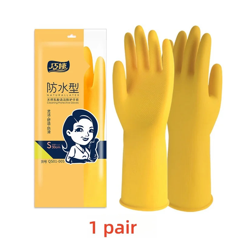 Silicone Dishwashing Gloves with Built-in Scrubber - Extended Length Kitchen Cleaning Gloves