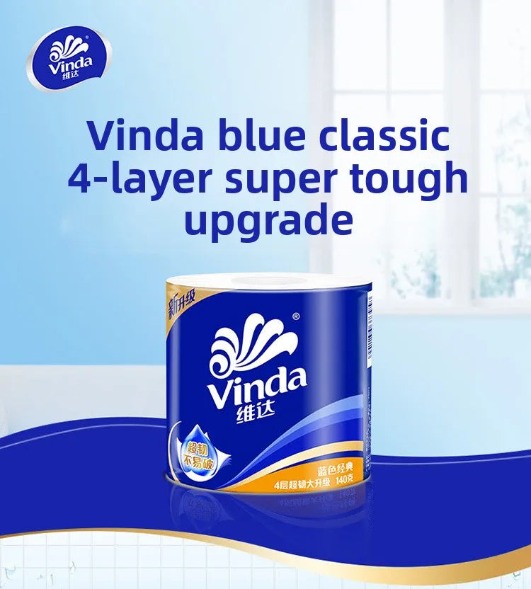 10-30 Rolls Of Vinda Paper, 4 Layers, 140g Per Roll, Blue Household Toilet Paper, Toilet Roll Paper, Stock Selection