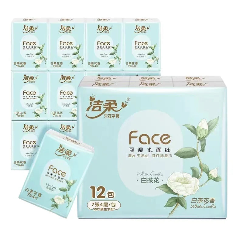 1 Piece 24 Packs; White Tea Floral Handkerchief Paper; Carry A Small Bag With You; Portable Napkins With Thickened Tissue