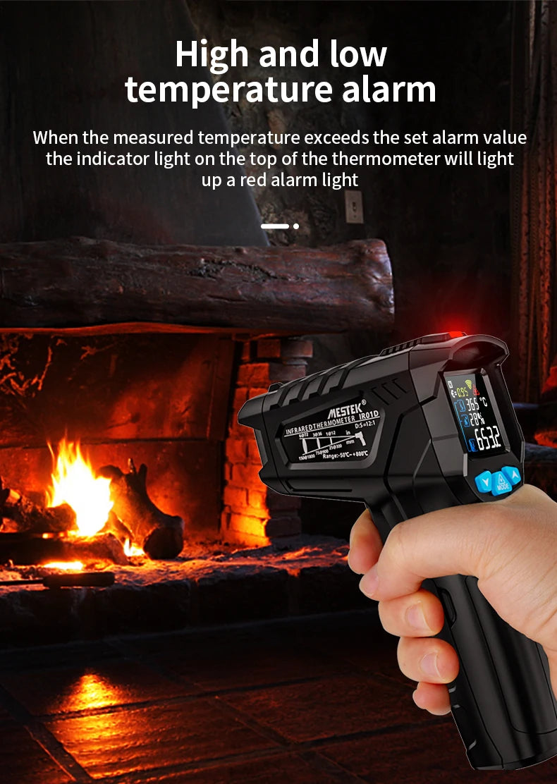 Mestek Digital Infrared Thermometer -50°C to 800°C Non-Contact Laser Temperature Gun
