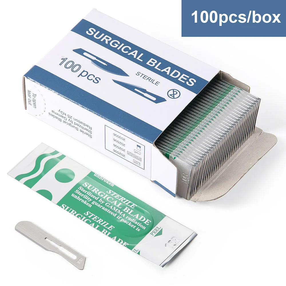 Sterile Surgical Scalpel Blades 100pcs - Carbon Steel #10 #11 #15 - AZDENT Medical Grade
