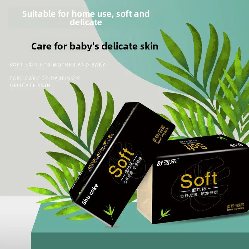 10-50 Packs, Four-layer Thickened, Bamboo Pulp Tissue Paper, 240 Sheets/pack, 60 Sheets/pack, Toilet Paper And Facial Tissue