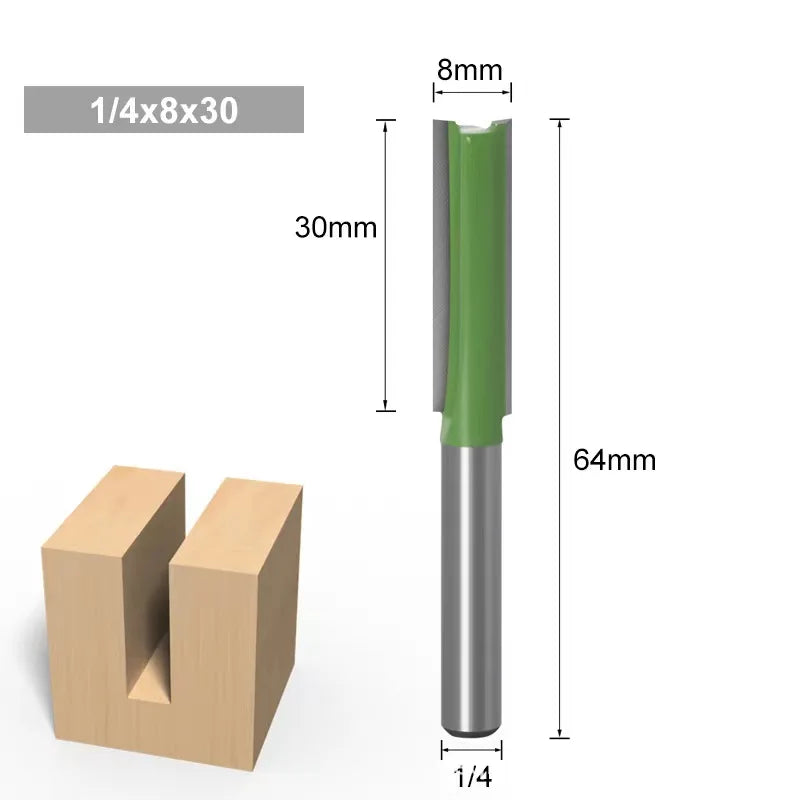 Tungsten Carbide Router Bits 1/4" 6mm Shank - Single & Double Flute Straight Milling Cutter Set