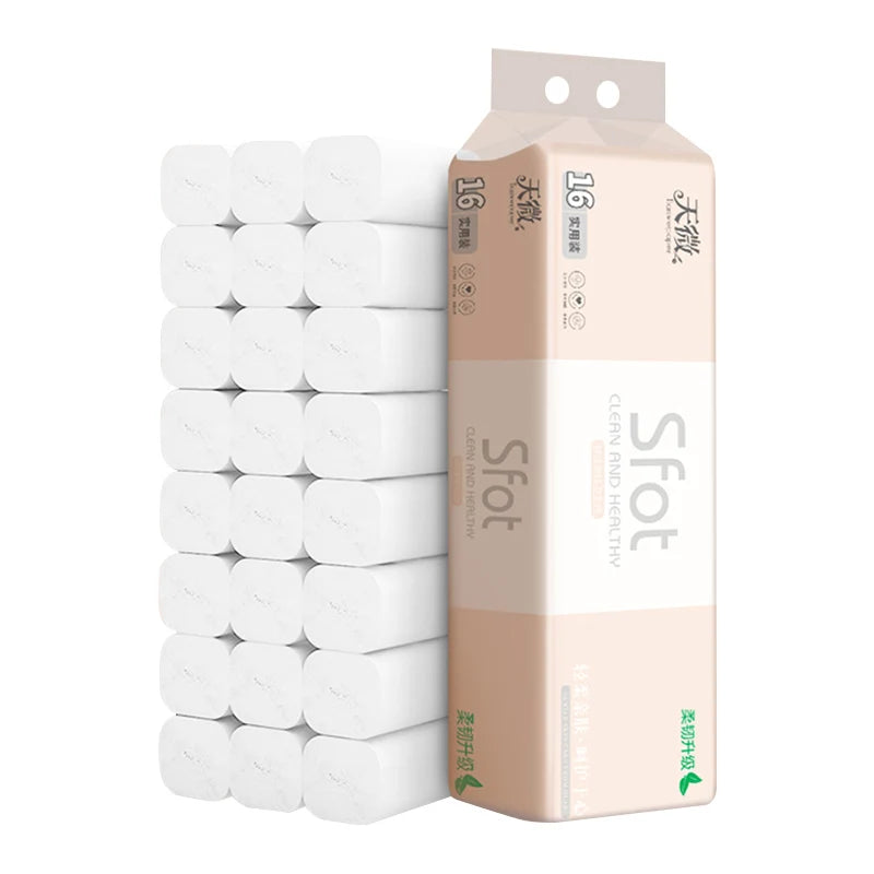 16-32 Rolls Of Roll Paper, Solid Tissue Paper, 5-layer Thick, Household Toilet Paper, Hand Wiping Toilet Paper