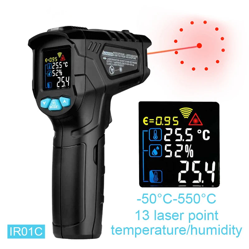 Mestek Digital Infrared Thermometer -50°C to 800°C Non-Contact Laser Temperature Gun