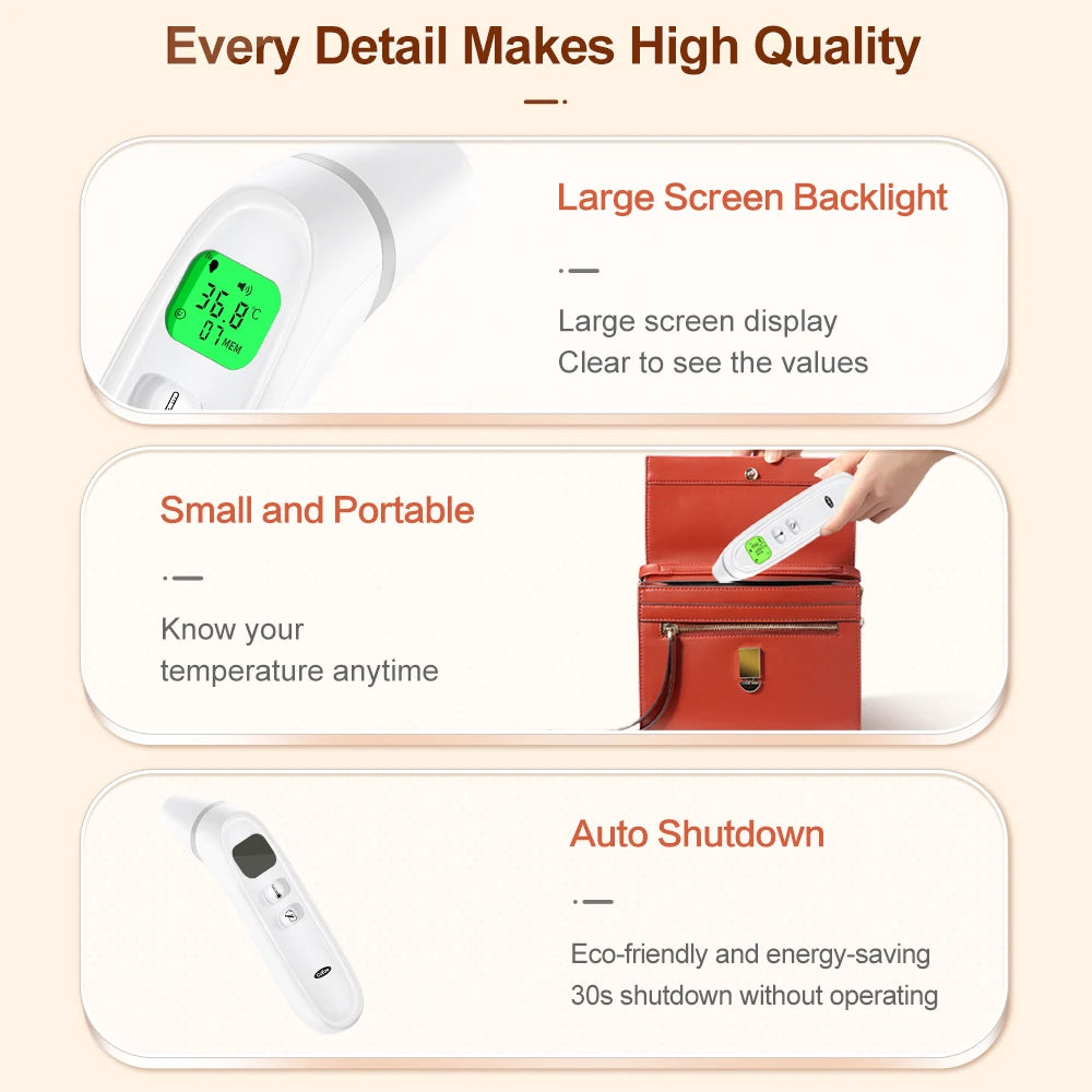 Cofoe Digital Infrared Thermometer - Non-Contact Forehead & Ear Thermometer for Adults & Infants