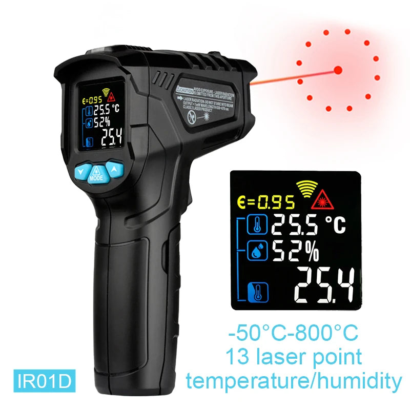 Mestek Digital Infrared Thermometer -50°C to 800°C Non-Contact Laser Temperature Gun