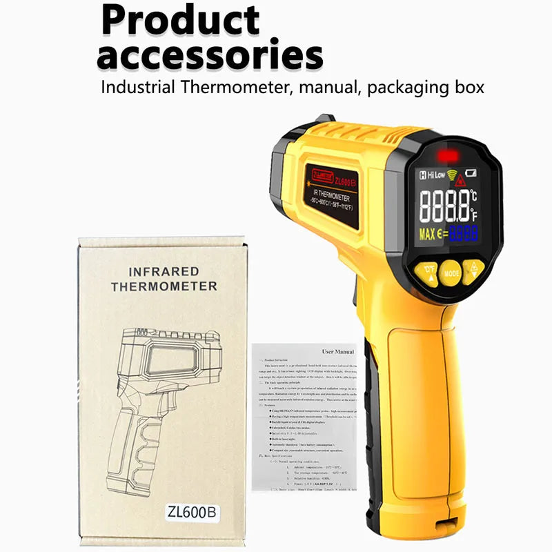 Digital Infrared Thermometer -50~600°C | Non-Contact Laser Temperature Gun Pyrometer